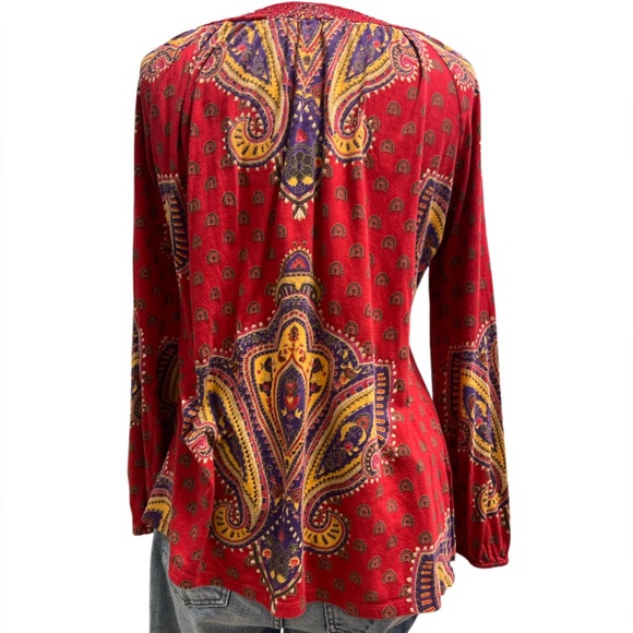 Lucky Brand Red Paisley Blouse - Picture 5 of 6
